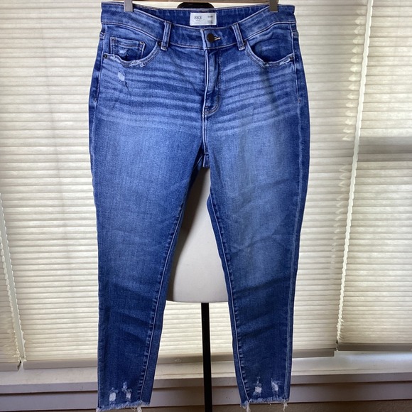 BKE Denim - BKE Gabby Curvy Fit High Rise Ankle Skinny Jeans, Medium Wash, 29x27, Fray Hem